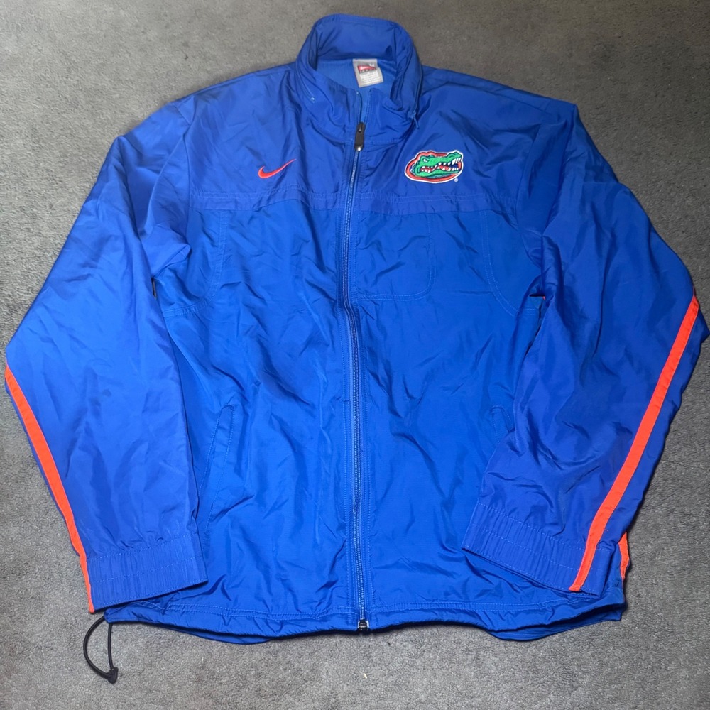 Nike Team Florida Gators Windbreaker Jacket Mens Medium Blue Full Zip Track Coat